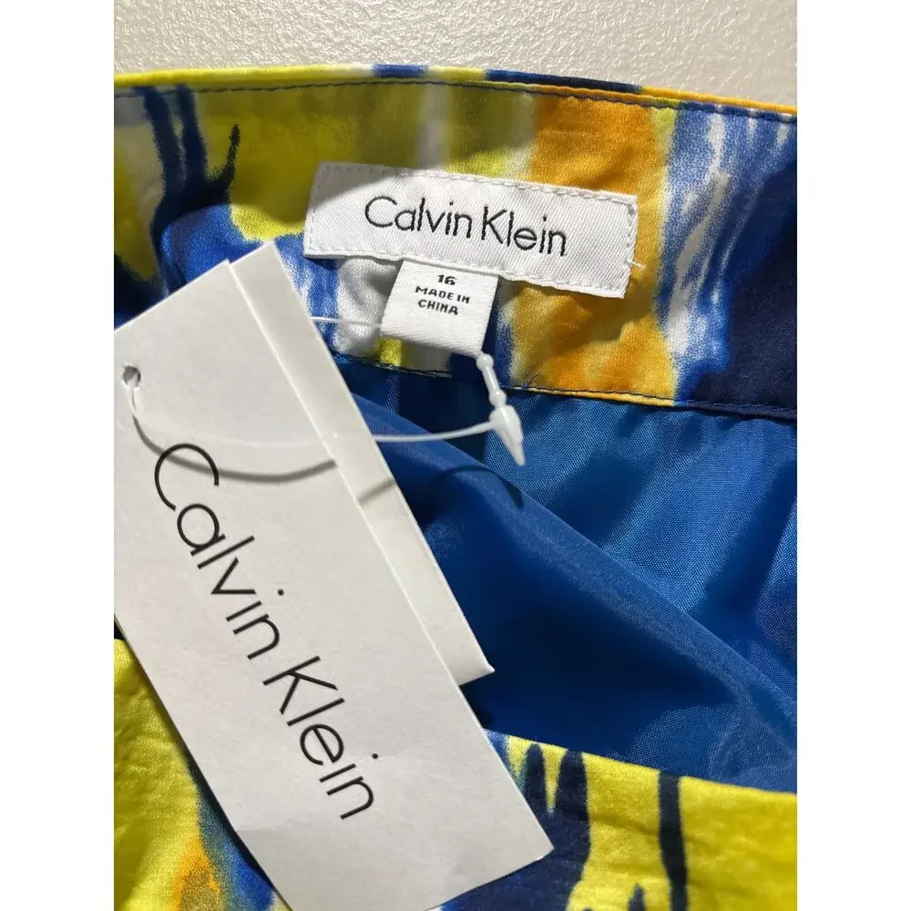 Calvin Klein Women's Size 16 Multicolor Abstract Graphic Tiered Pencil Skirt NWT